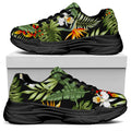 Hawaii Tropical Plants Pattern Print Black Chunky Shoes