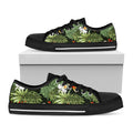 Hawaii Tropical Plants Pattern Print Black Low Top Sneakers