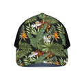 Hawaii Tropical Plants Pattern Print Black Mesh Trucker Hat