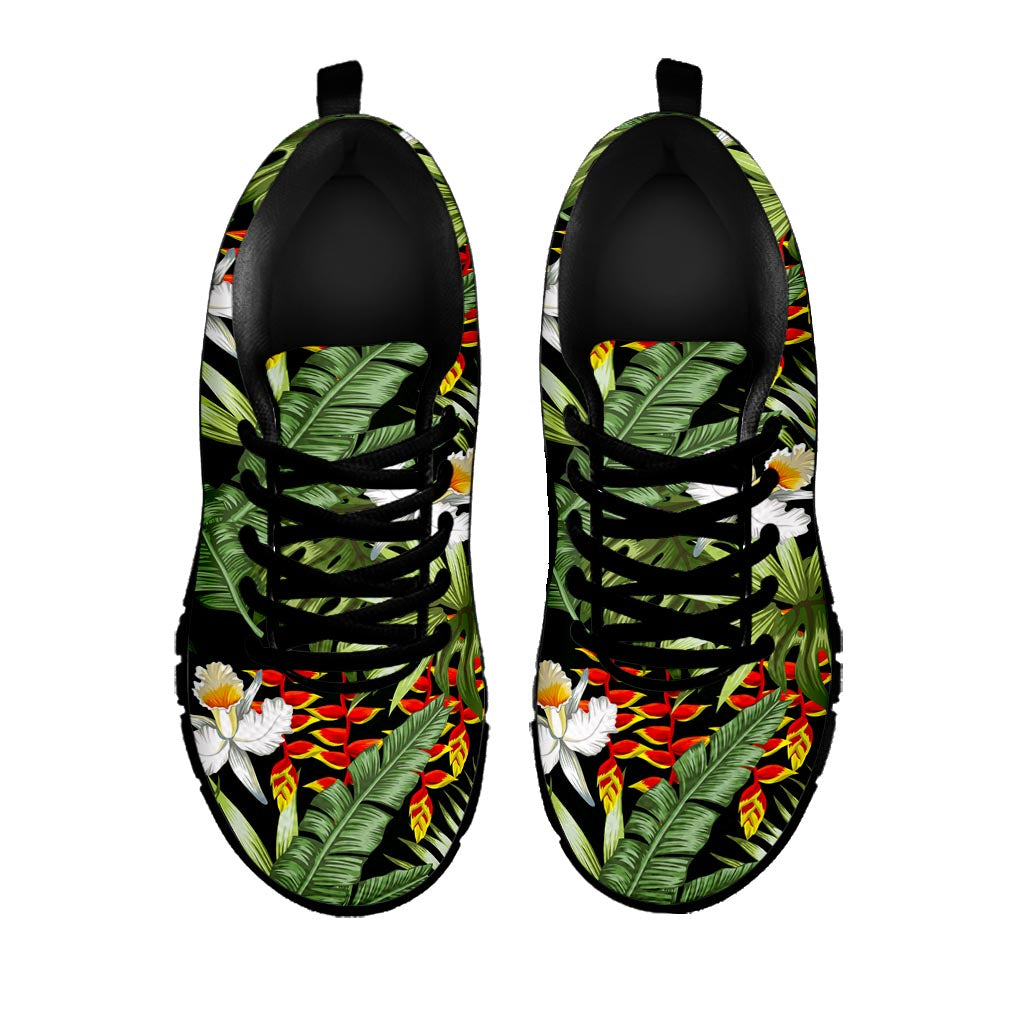 Hawaii Tropical Plants Pattern Print Black Running Shoes