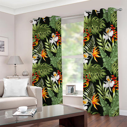 Hawaii Tropical Plants Pattern Print Blackout Grommet Curtains