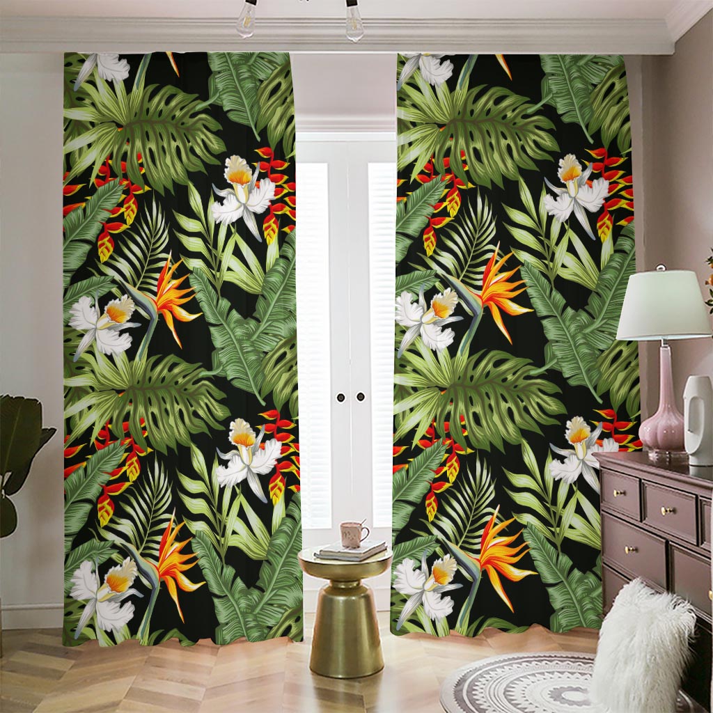 Hawaii Tropical Plants Pattern Print Blackout Pencil Pleat Curtains