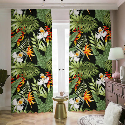 Hawaii Tropical Plants Pattern Print Blackout Pencil Pleat Curtains
