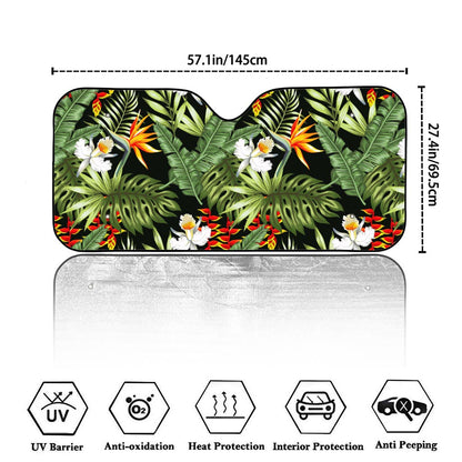 Hawaii Tropical Plants Pattern Print Car Windshield Sun Shade