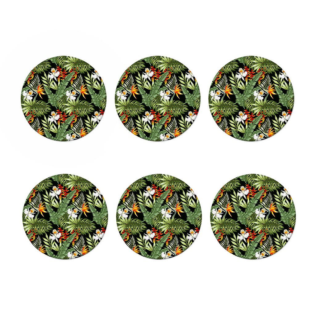 Hawaii Tropical Plants Pattern Print Coaster Set
