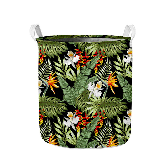 Hawaii Tropical Plants Pattern Print Collapsible Laundry Basket