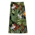 Hawaii Tropical Plants Pattern Print Cotton Front Slit Maxi Skirt