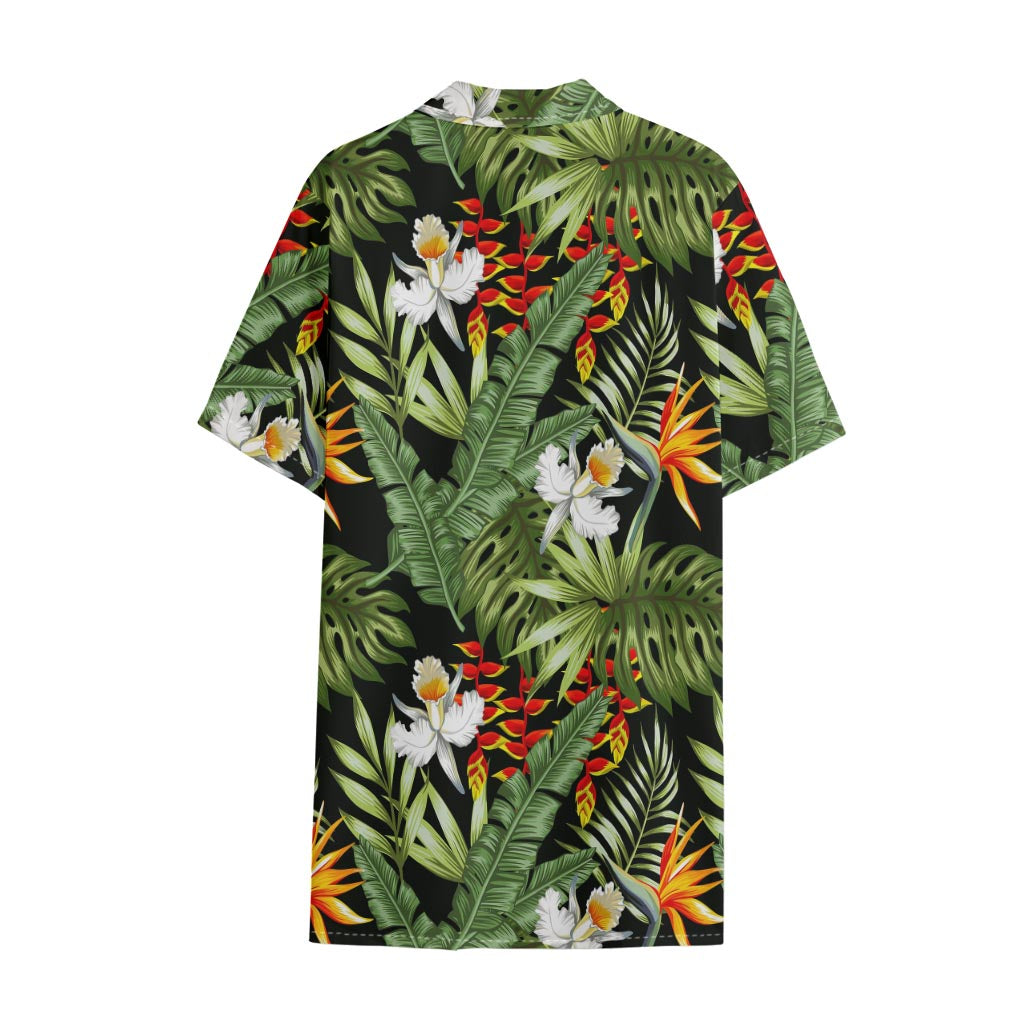 Hawaii Tropical Plants Pattern Print Cotton Hawaiian Shirt