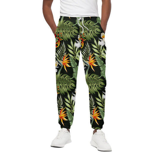 Hawaii Tropical Plants Pattern Print Cotton Pants