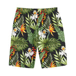 Hawaii Tropical Plants Pattern Print Cotton Shorts