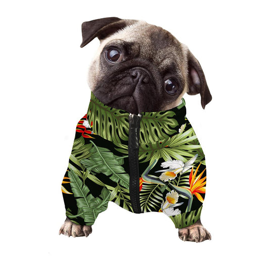 Hawaii Tropical Plants Pattern Print Dog Zip Up Jacket
