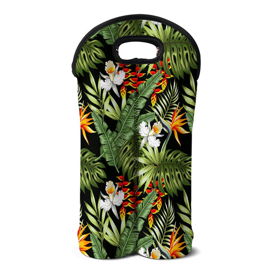 Hawaii Tropical Plants Pattern Print Double Neoprene Wine Tote