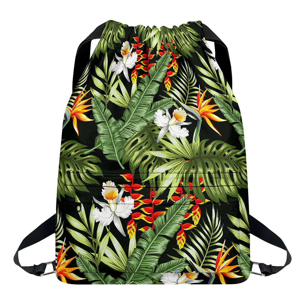 Hawaii Tropical Plants Pattern Print Drawstring Backpack