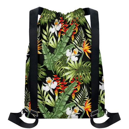 Hawaii Tropical Plants Pattern Print Drawstring Backpack