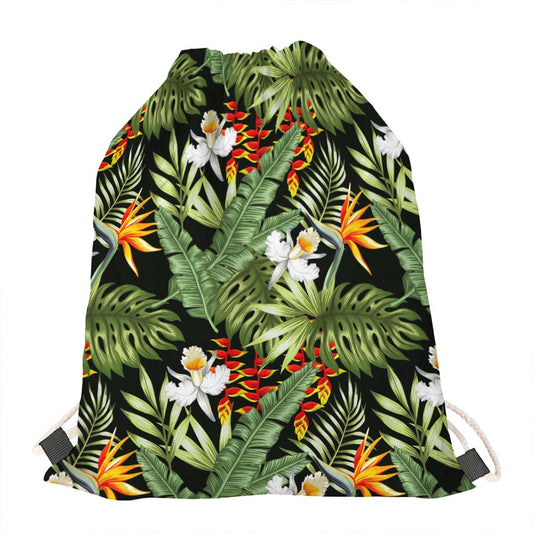 Hawaii Tropical Plants Pattern Print Drawstring Bag