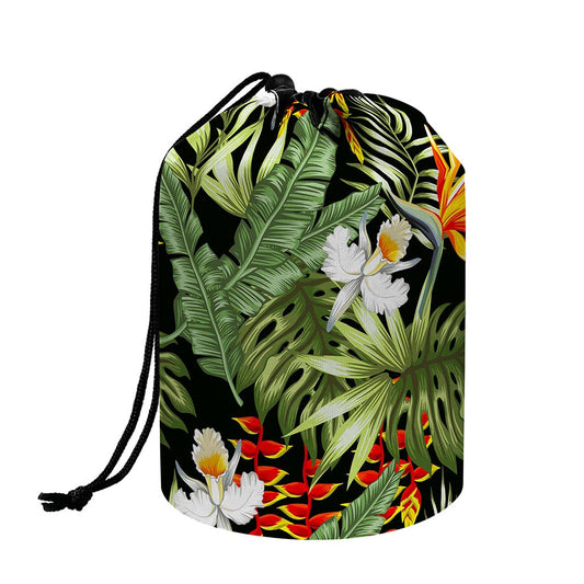 Hawaii Tropical Plants Pattern Print Drawstring Makeup Bag