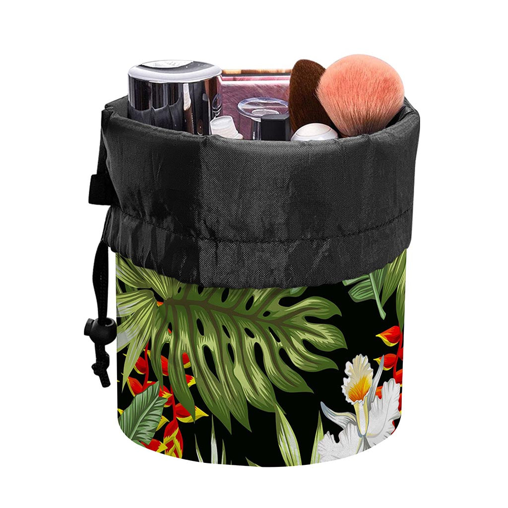 Hawaii Tropical Plants Pattern Print Drawstring Makeup Bag