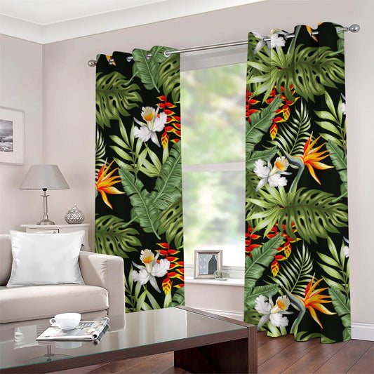 Hawaii Tropical Plants Pattern Print Grommet Curtains