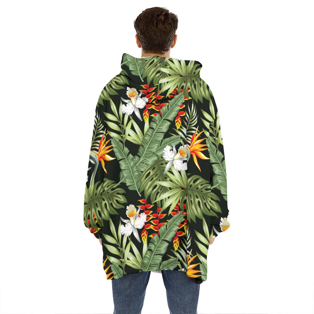 Hawaii Tropical Plants Pattern Print Hoodie Blanket
