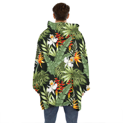 Hawaii Tropical Plants Pattern Print Hoodie Blanket