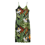 Hawaii Tropical Plants Pattern Print Jersey Midi Cami Dress