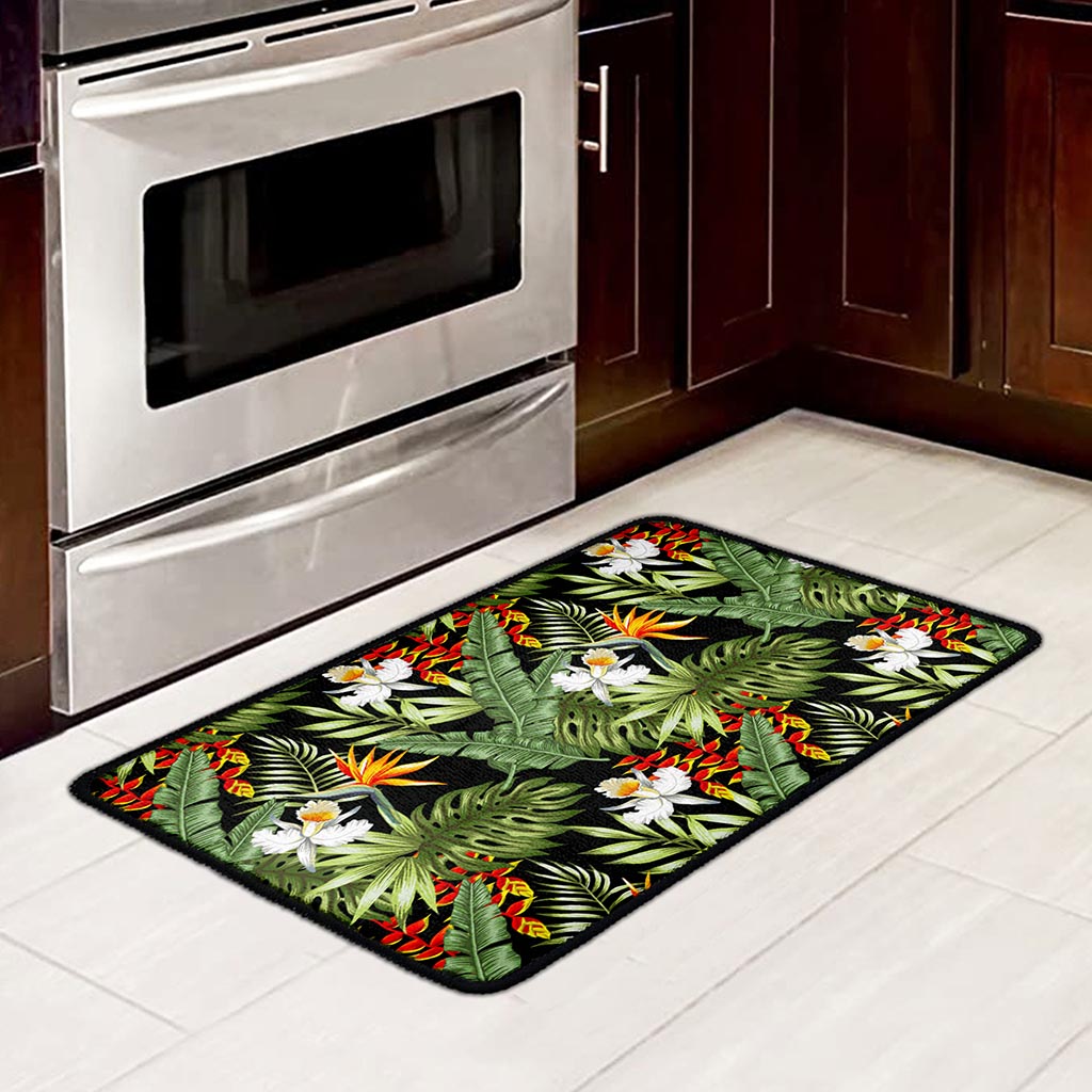 Hawaii Tropical Plants Pattern Print Kitchen Mat