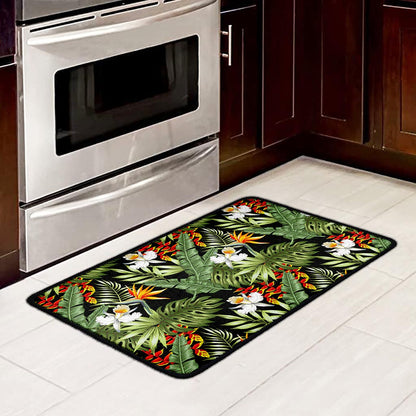 Hawaii Tropical Plants Pattern Print Kitchen Mat