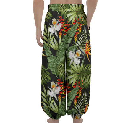 Hawaii Tropical Plants Pattern Print Lantern Pants