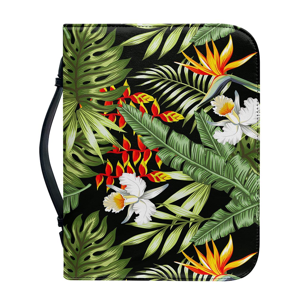 Hawaii Tropical Plants Pattern Print Leather Bible Cover