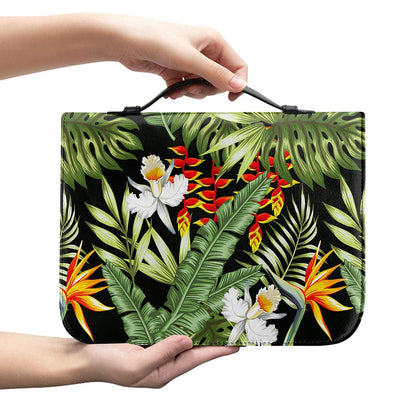 Hawaii Tropical Plants Pattern Print Leather Bible Cover