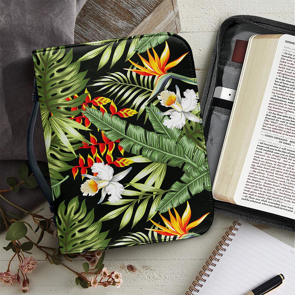 Hawaii Tropical Plants Pattern Print Leather Bible Cover