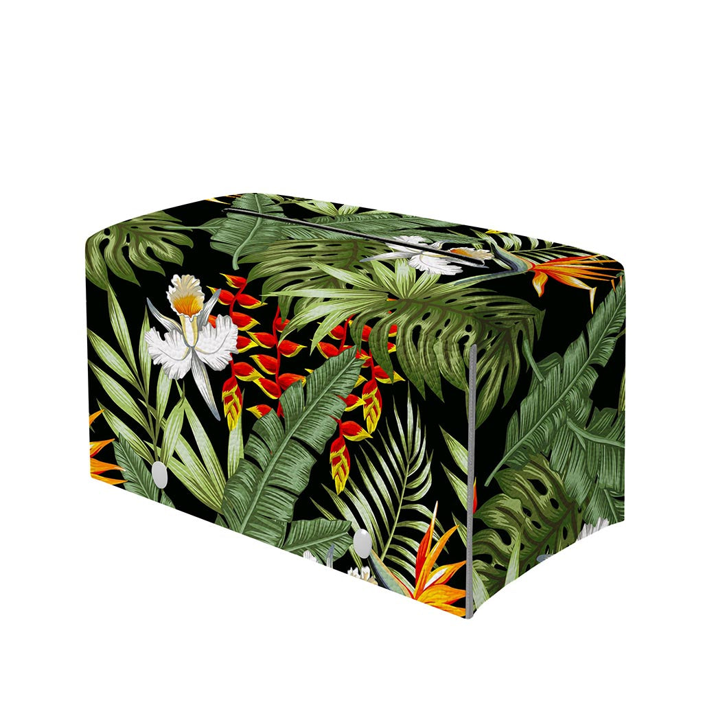 Hawaii Tropical Plants Pattern Print Leather Tissue Box Cover