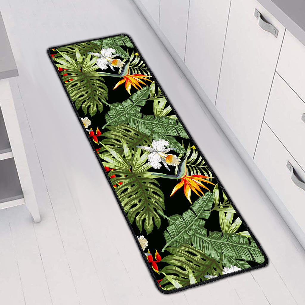Hawaii Tropical Plants Pattern Print Long Kitchen Mat