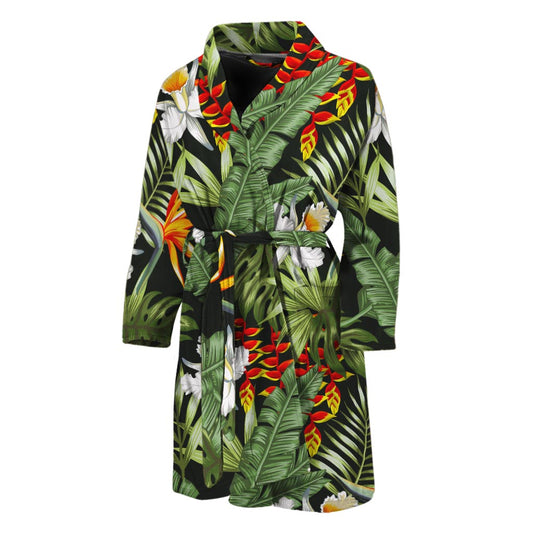 Hawaii Tropical Plants Pattern Print Men's Bathrobe