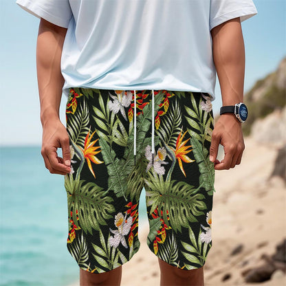 Hawaii Tropical Plants Pattern Print Men's Cargo Shorts