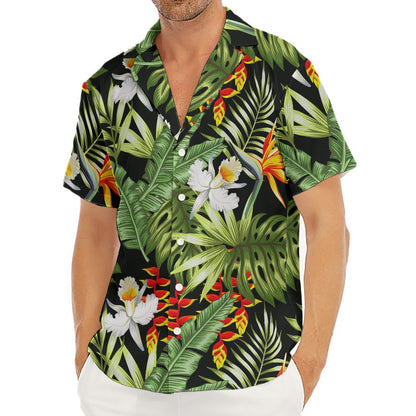 Hawaii Tropical Plants Pattern Print Men's Deep V-Neck Shirt