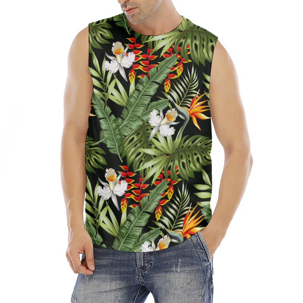 Hawaii Tropical Plants Pattern Print Men's Fitness Tank Top
