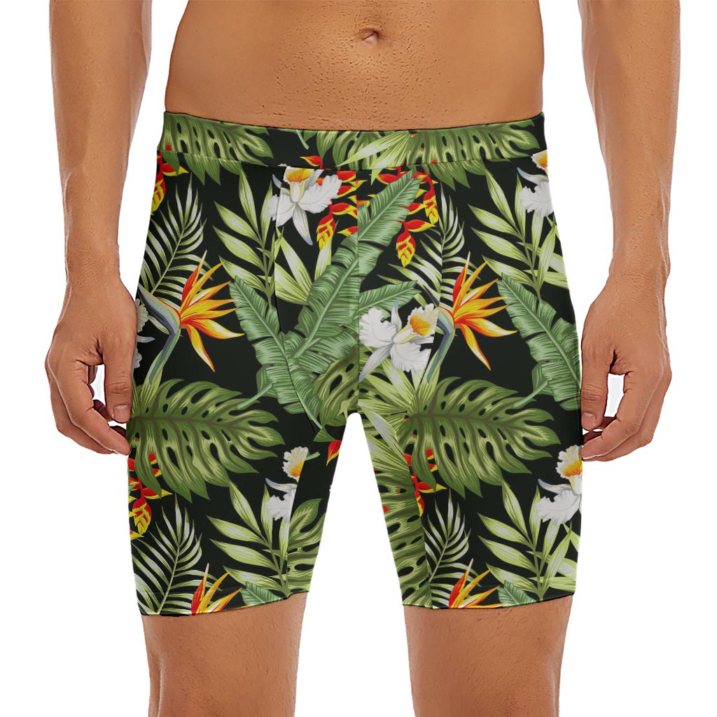Hawaii Tropical Plants Pattern Print Men's Long Boxer Briefs