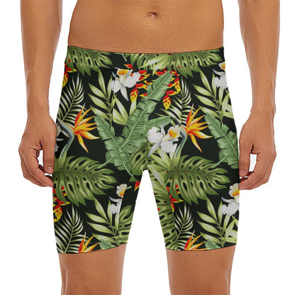 Hawaii Tropical Plants Pattern Print Men's Long Boxer Briefs