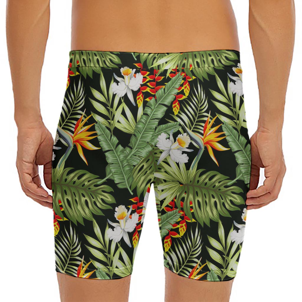 Hawaii Tropical Plants Pattern Print Men's Long Boxer Briefs