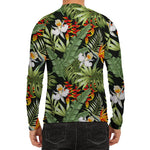 Hawaii Tropical Plants Pattern Print Men's Long Sleeve Rash Guard