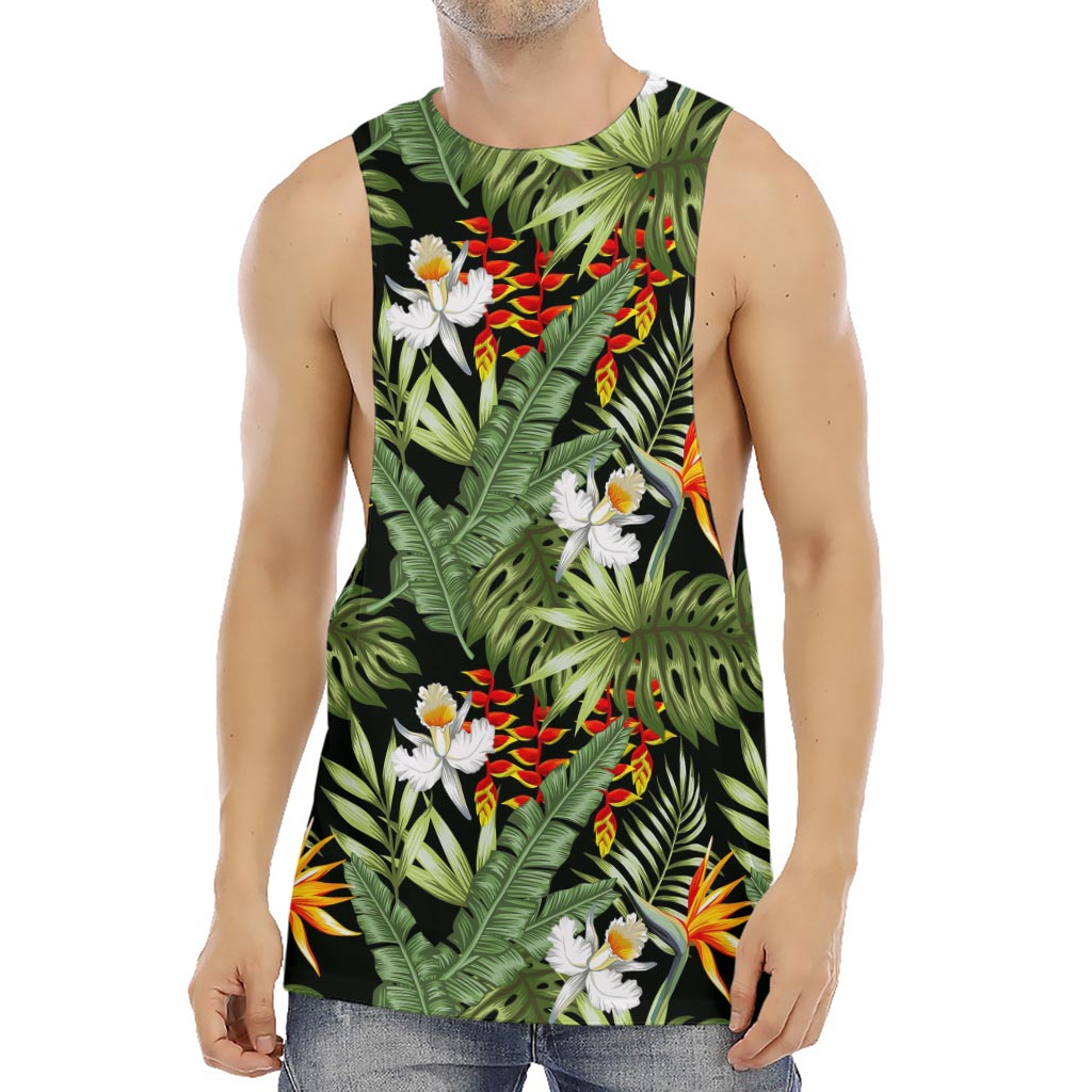 Hawaii Tropical Plants Pattern Print Men's Muscle Tank Top