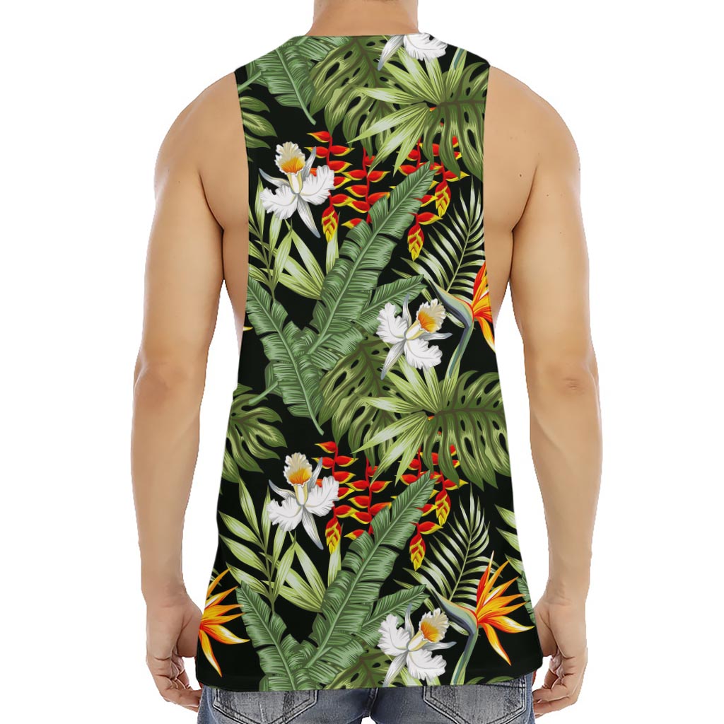 Hawaii Tropical Plants Pattern Print Men's Muscle Tank Top