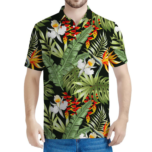 Hawaii Tropical Plants Pattern Print Men's Polo Shirt