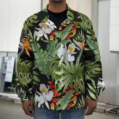 Hawaii Tropical Plants Pattern Print Men's Shirt Jacket