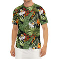 Hawaii Tropical Plants Pattern Print Men's Short Sleeve Rash Guard