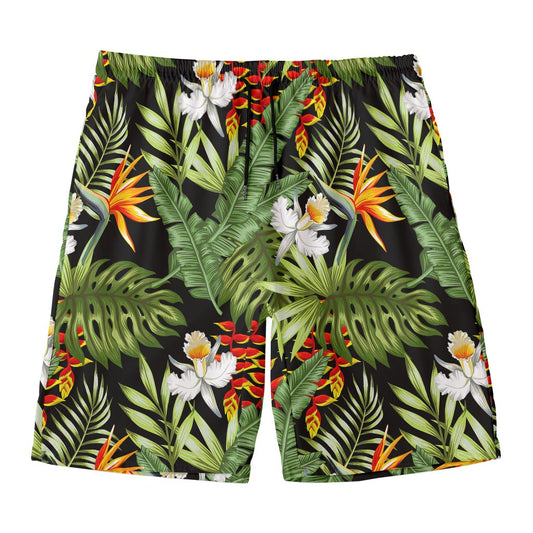 Hawaii Tropical Plants Pattern Print Men's Swim Trunks
