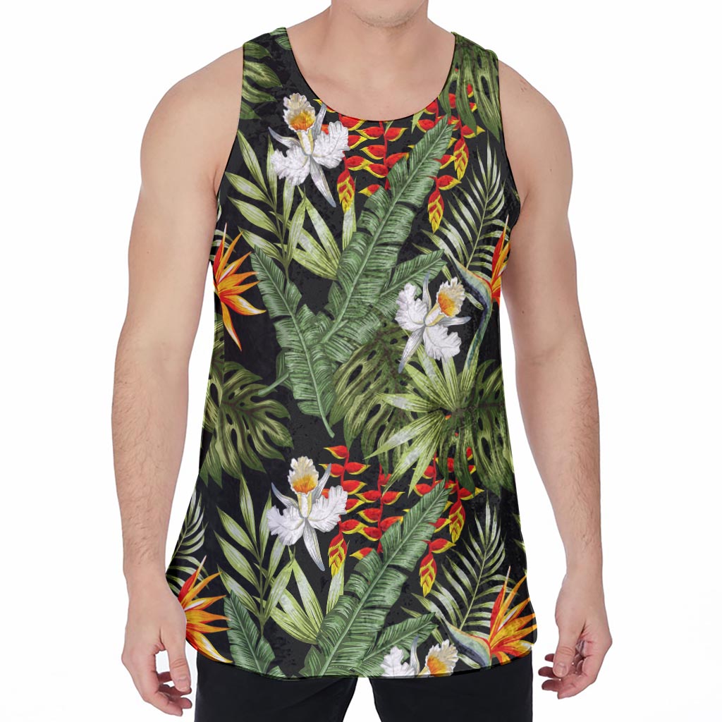 Hawaii Tropical Plants Pattern Print Men's Velvet Tank Top