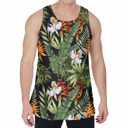 Hawaii Tropical Plants Pattern Print Men's Velvet Tank Top