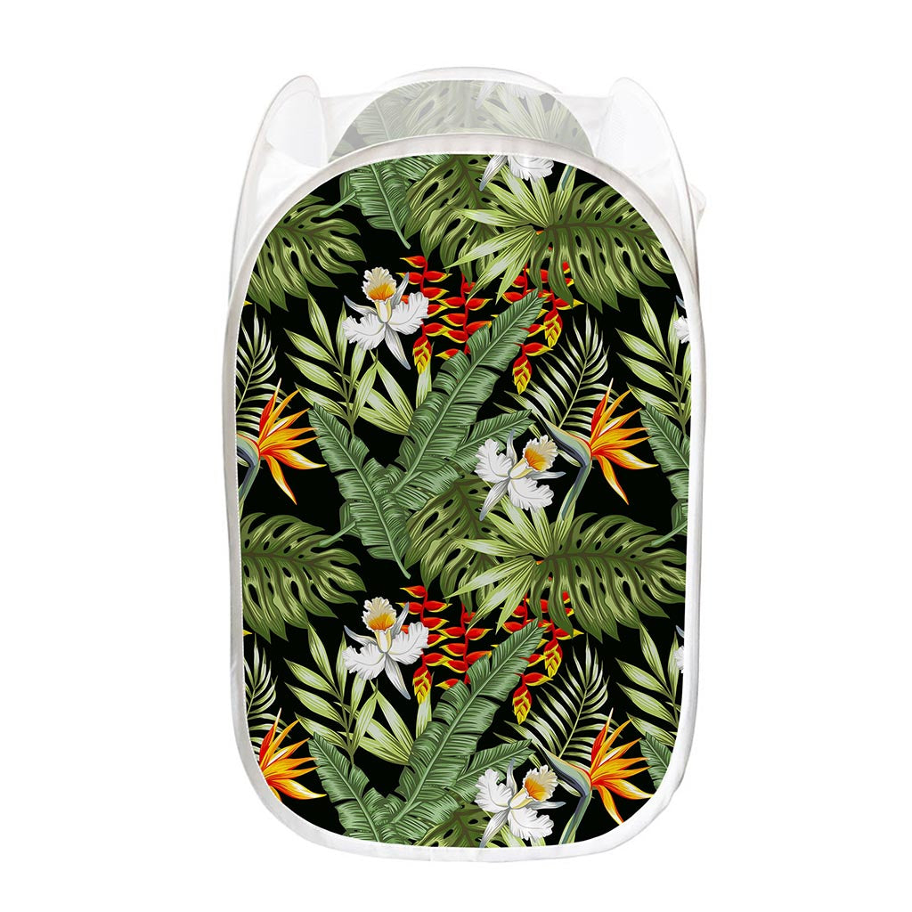 Hawaii Tropical Plants Pattern Print Mesh Laundry Hamper